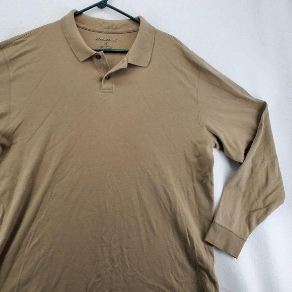 EDDIE BAUER Shirt Men's Long Sleeve Polo Button Closure Pullover Brown XL - Picture 5 of 12